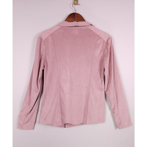 Mote Faux Suede Asymmetrical Zip Jacket Blush Pink Size Large - Picture 11 of 12